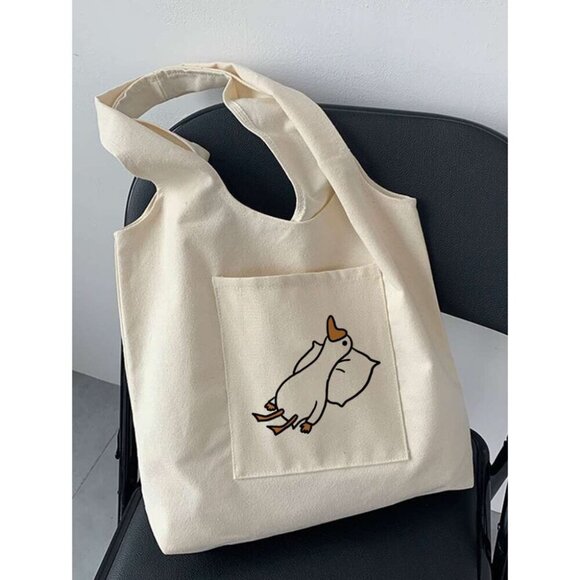 Fashionable And Versatile Duck Printed Women's Tote Bag School BagLarge Capacity - Picture 2 of 5